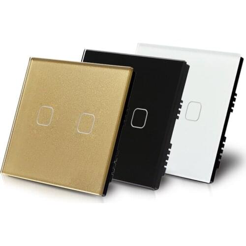 Most ideal Switch panel UK 86 type 2 way 2 gang single live line 220V touch sensor switch for household free shipping