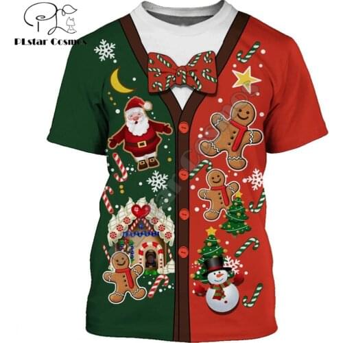 2019 New Christmas Print Men TShirt O-Neck Cosplay costume Tee Tops Casual Hip Hop 3D Print T-shirt Camisetas Hombre