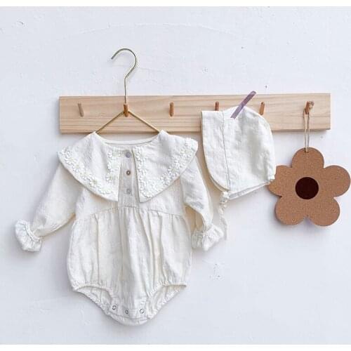 New Baby Girl Bodysuits Baby One-piece Clothes Spring Autumn Infant Girls Flower Embroidery Bodysuit Baby Girl Clothes