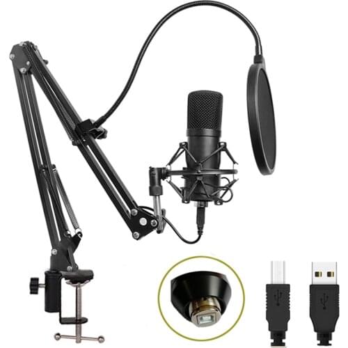 New USB Condenser Microphone Professional Karaoke Studio Microfone for Computer/Laptop/PC Recording and Broadcasting