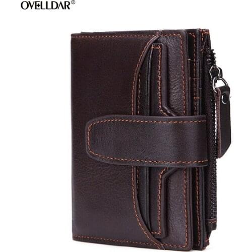 New RFID Anti-theft Hot Sale First Layer Leather Mens Wallet Short Oil Wax Leather Bag Coin Pocket Money Bag