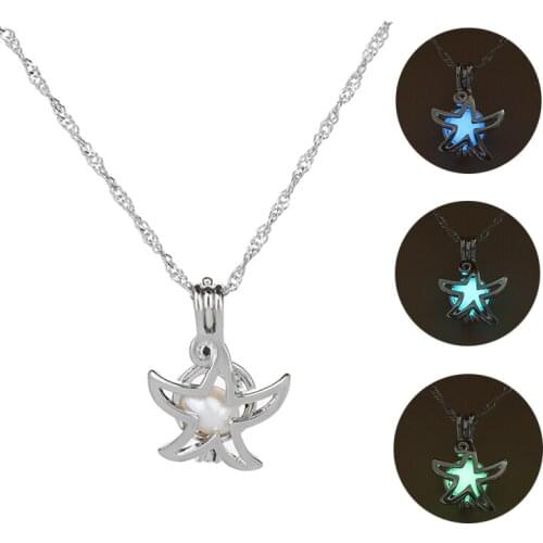 2020 fashion starfish Pendant Necklace Glow In The Dark give out light Necklac Women Gifts Gem Accessories Jewelry