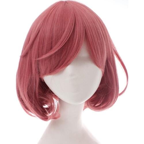 Noragami Aragoto Ebisu Kofuku 14" Pear Curly Pink Short Synthetic Cosplay Womens Hair Heat Resistance Fiber Wigs + Cap