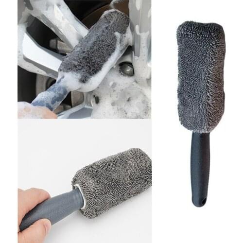 Car Microfiber Rim Brush Car Cleaner Car Wash Rubber Handle Car Wash Accessories Sponge Rag And Blue Light