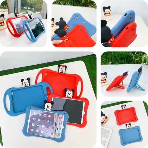 Disney Mickey Cartoon Silicone Ipad Protective Cover with Tablet Stand for IPad2/3/4/5/6/7/mini5/4 Air1/2/3/ipad Pro 2017-2020