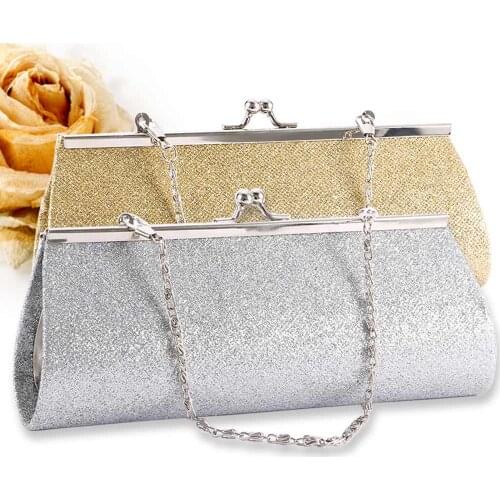 Woman Evening Handbag Bag Shiny Glitter Clutch Purse Bag Evening Party Wedding Bridal Banquet Chain Handbag Shoulder Bag