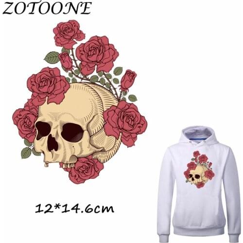 ZOTOONE Iron on Stickers Patches for Clothes Pretty Rose Skull Patch DIY Accessory Washable Heat Transfer Iron Sticker Appliques