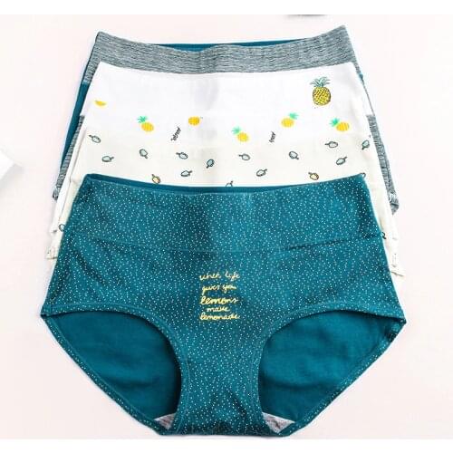 Underwear ladies cotton bottom high waist abdomen cotton quality fabric briefs fruit pineapple ice cream shorts pants Hot