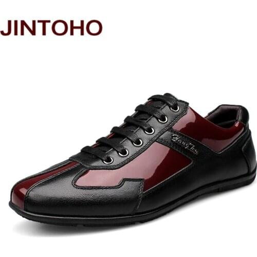 JINTOHO big size 36-48 mens genuine leather glitter shoes pointed toe men mocassins shoes italian mens shoes mocasines hombre