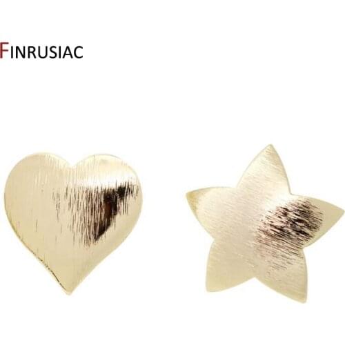 High quality brass metal 14k gold plated star earrings love heart earrings 925 silver needle post earring diy accessories