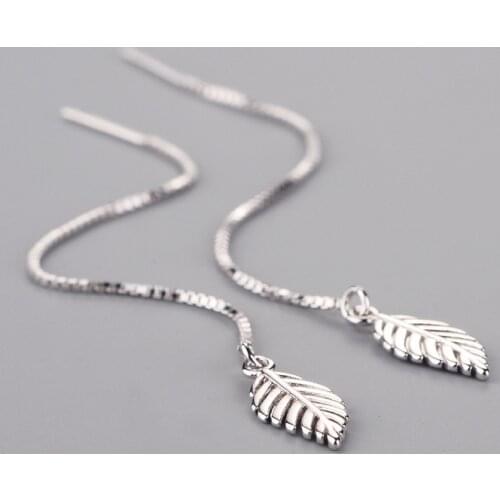 REETI New 925 Sterling Silver Long leaves Earrings For Women Hot Fashion sterling-silver-jewelry FreeShip