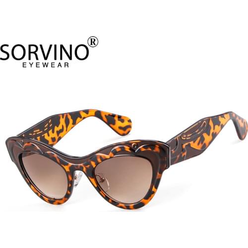 SORVINO Retro Novelty Print Cat Eye Sunglasses Women Festival Goggles Designer Thick RimTriangle Cateye Sun Glasses Shades SP88