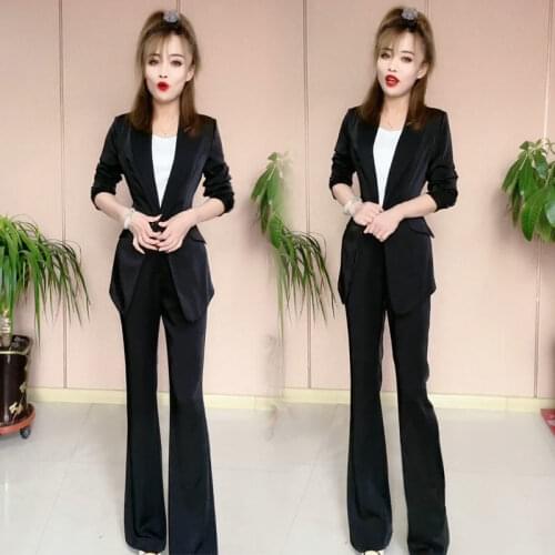 Women 2021 Spring Autumn Office Suit Fashion Blazer Pants Suit Female Suit Collar Long Sleeve Blazer + Trousers 2 Piece Set C284