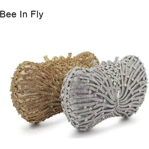 Women Socialite Clutches Rhinestones Crystal Evening Clutches Bag Wedding Dress Bridal Diamond Chains Shoulder Handbags Purses