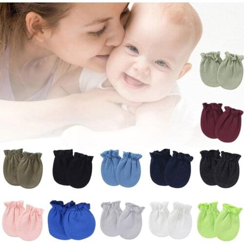 1 Pair Baby Anti-scratch Soft Cotton Gloves Newborn Solid Color Handguard Mittens Infants Supplies Shower Gifts