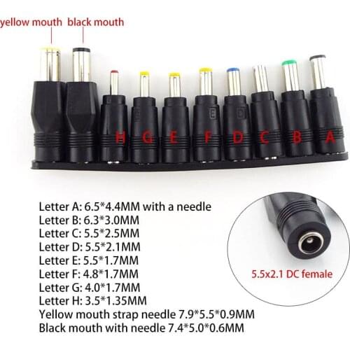 10Pcs/set Universal Laptop Charging Power Bank DC 5.5*2.1mm Plug Jack Adapter DC Female to Male Interface Conversion Connector