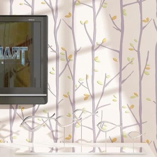 Wellyu 3D Wallpaper roll For Walls For Kid Bedroom Tree Leaf Design Flocking Embossed Papel De Parede Roll papier peint