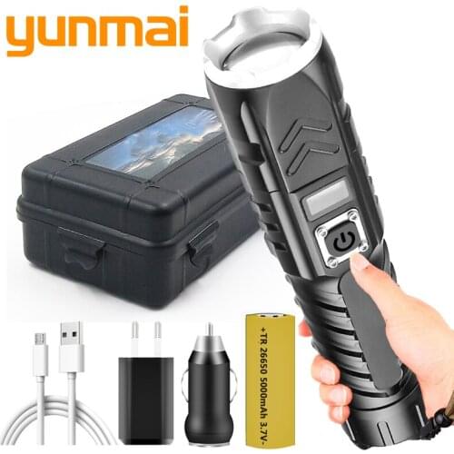 4-core XHP90.2 Smart Power Display Led Flashlight Usb Rechargeable Powerbank 18650 26650 Battery Torch Aluminum Zoomable Lantern