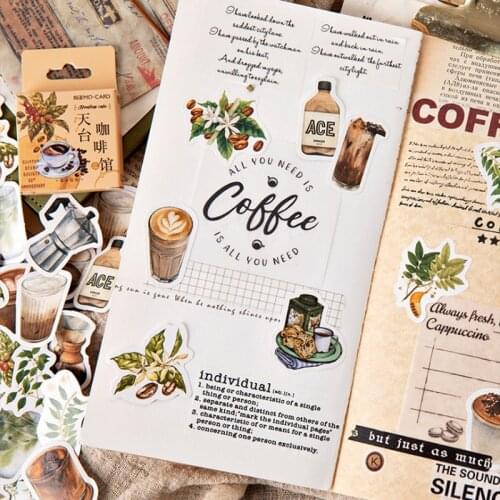 46pcs/pack NEW Original Rooftop Cafe Boxed DIY Sticker Momo Sealing Stickers Student Gift Stickers Scrapbooking