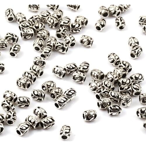 50pcs 5x6MM Antique Spacer Hollow cylinder pendant beads For Jewelry Making DIY Necklace Jewelry Findings