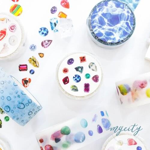 6pcs Childhood Memories Paper Washi Tape Set Pet Matte Adhesive Masking Tapes Shell Marble Rain Water Stickers Decoration A6177