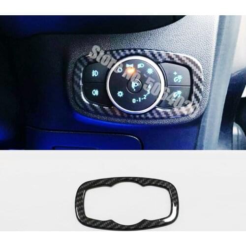 ABS Matte/Carbon fiber For Ford Fiesta MK8 2017 2018 19 2020 accessories Car Headlamps Adjustment Switch Cover Trim Car Styling
