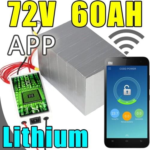 72v 60ah lithium battery app remote control Bluetooth electric bicycle Solar energy battery pack scooter ebike 4000w