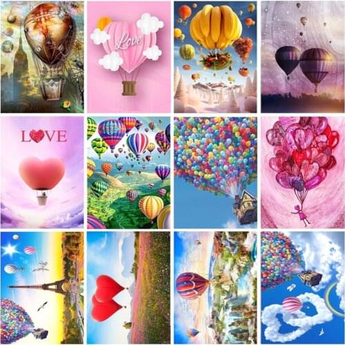 DIY 5D Diamond Painting Scenic Hot Air Balloon Round Diamond Embroidery Picture Home Decoration Cross-stitch Festival Present