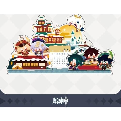 Anime Hot Game Genshin Impact Mingxiao Theme Series Acrylic Scene Desk Calendar Memo Collection Gift