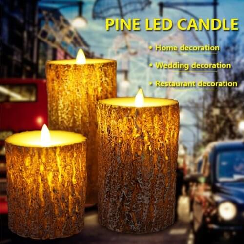 Flameless Electronic Candle Pine Shaped Night Light Paraffin LED Candle For New Year Christmas Home Party Wedding Decoration