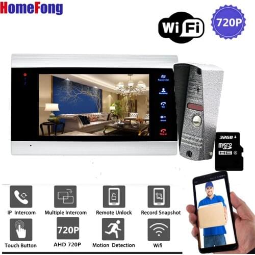 【AHD 720P Wide Angle】Homefong Wireless Door Intercom Video Door Phone Doorbell Camera System Wifi IP Unlock HD SD Card