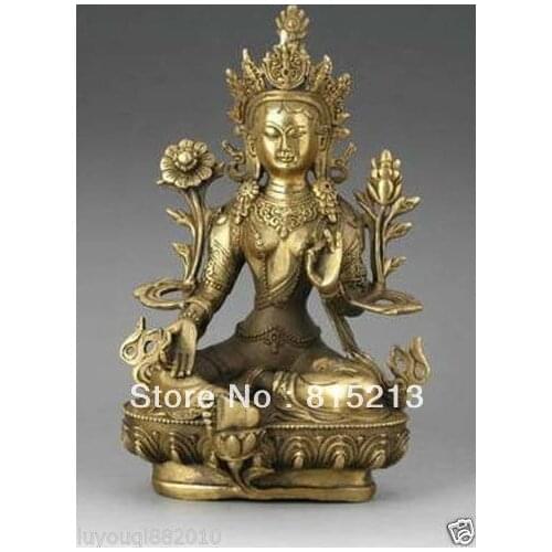 Bi00444 Tibetan Bronze 4-Hand Kwan-yin Buddha Statue Figure 7"H