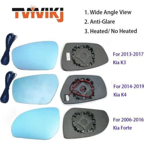 TVYVIKJ Side Rearview Mirror Blue Glass Lens For 2013-2020 Kia K3 K4 Carens Forte Wide Angle View anti glare door mirror