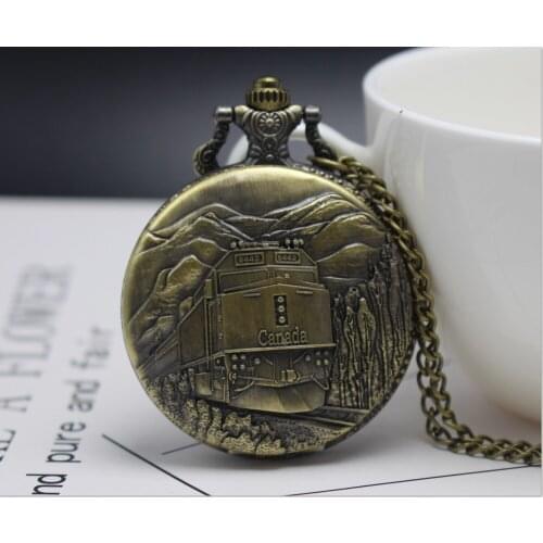 Bronze Antiques Canada Quartz pendant Good quality Men And Woman Necklace pocket watch Gift watches P6858