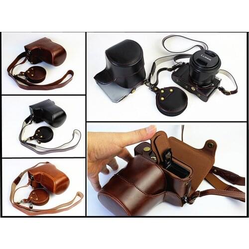Leather Camera Case Bag Cover Bottom Opening easy take out of battery For Panasonic GX85 GX80 GX 85 GX 80 +storage bag strap