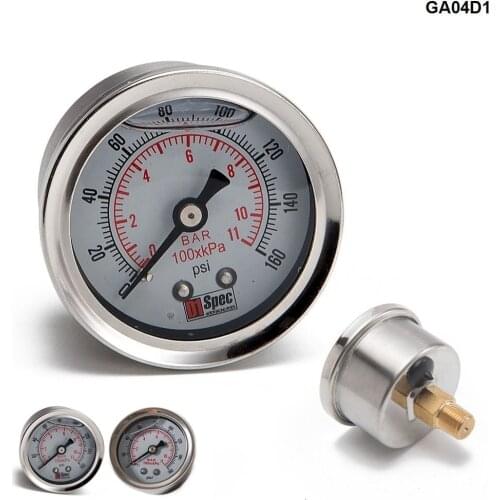 Fuel Pressure Gauge Liquid 0-160 psi Oil Pressure Gauge Fuel Gauge White Face AF-GA01