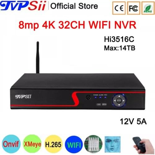 Hi3536C XMeye Red Panel Video Recorder Face Detection H.265+ 8MP 4K 32CH 32 Channel Max 8TB SATA Audio Onvif IP CCTV WIFI NVR