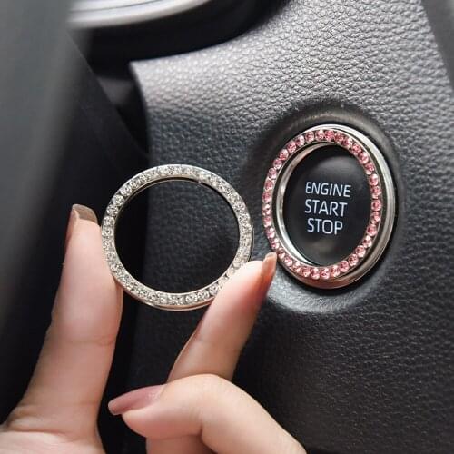 One-click Start Button Decoration Ring Hand-set Diamond Crystal Ignition Ring Sticker Car Interior Car Accessories