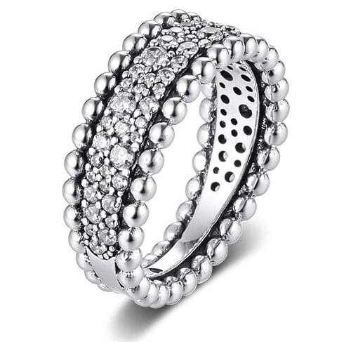CKK Ring Beaded Pave Rings Women Anel Feminino 100% 925 Jewelry Sterling Silver Anillos Mujer Wedding Engagement bagues pour