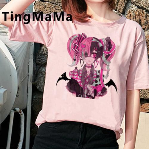 Japanese Anime Harajuku E-girls Punk t-shirt women harajuku kawaii white t shirt plus size clothes vintage