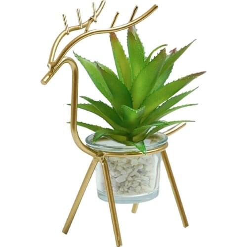 Creative simple iron deer desktop decoration light luxury texture fleshy flowerpot decoration small crafts