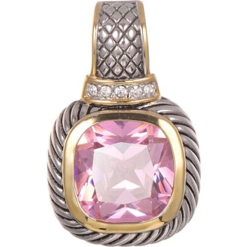 Free Shipping Pink Crystal ZirconPendant 925 Sterling Silver Beautiful Attractive Jewelry Pendant TE645