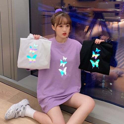 Summer Casual Women T-shirts Streetwear kawaii Cartoon Butterfly Print Tshirt Korean Style Tops Harajuku Short Sleeve T-shirt