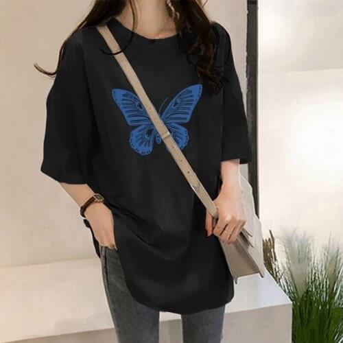 2020 Summer Loose And Wild Butterfly Print Short Sleeve T-shirt