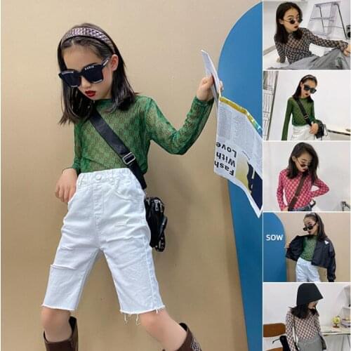 2021 hot sale girls voile t-shirt summer fashion girls top 5-11t B10