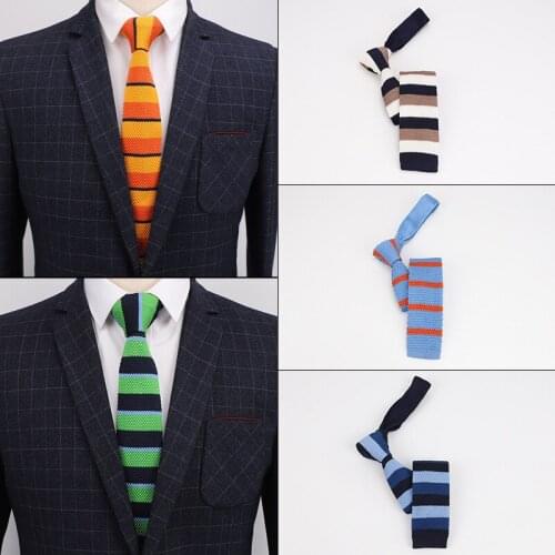 Linbaiway 5.5cm Casual Knitted Neckties for Mens Polyester Neckties for Wedding Party Dress Gravatas Slim Necktie Custom LOGO