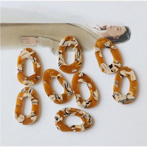 Wholesale 30pcs/lot color pattern print geometry irregular ovals shape acrylic beads diy jewelry earring accessory