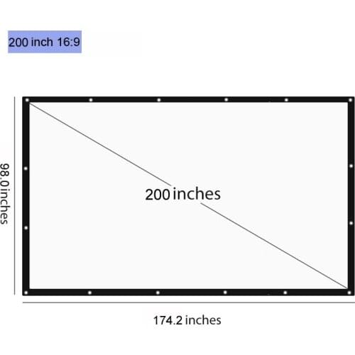 Projection Screen 200 inch 16:9 Folding Outdoor Movie Projector Screen with Bag for Home Cinema TV Mutimedia Entertainment