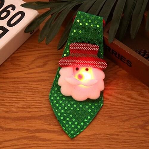 Rave LED Party Lights Christmas Tie Glow New Year For Cartoon Sequins Necktie Children Decoration New Santa Tie Gift Snowman