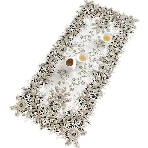 Luxurious champagne lace embroidery cloth art tablecloth table runner Table flag dust covers Placemat XYFH